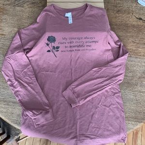 Rose pink long sleeve jersey w/ Jane Austen quote